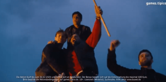 Tipico release fast-paced slot advert 4 men hold a flagpole up