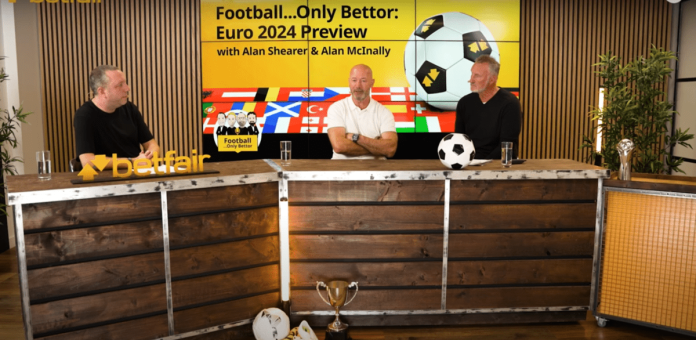 Screenshot from Betfair's podcast. It features Alan Shearer and Alan McInally