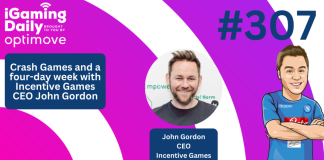 Ep 307: Crash Games and a four-day week with Incentive Games CEO John Gordon iGaming Daily thumbnail featuring John Gordon and Joe Streeter