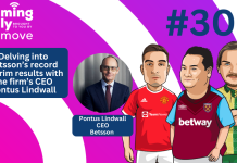 Ep 309: Delving into Betsson’s record interim results with the firm’s CEO Pontus Lindwall iGD thumbnail featuring Ted Menmuir, James Ross, Viktor Kayed and Pontus Lindwall