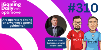 Ep 310: Are operators sitting on a women’s sports goldmine? iGaming Daily thumbnail featuring Ted Orme-Claye, Kieran O'Connor and Callum Williams