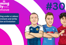 Ep 300: Gambling under a Labour government and strike action at Evolution iGaming Daily thumbnail featuring Andy McCarron, Danny Lee and Joe Streeter