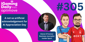 Ep 305: A not so artificial acknowledgement for AI Appreciation Day iGD thumbnail. Features Kieran O'Connor, Ted Orme-Claye and Joe Streeter