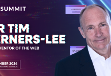 World Wide Web Inventor to Keynote at SBC Summit 2024 SBC promotional material with a headshot of Tim Berners-Lee