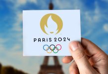 GamblingTV’s Olympic betting guide Paris 2024 logo with Eiffel Tower in background