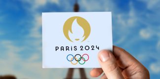 GamblingTV’s Olympic betting guide Paris 2024 logo with Eiffel Tower in background