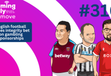 Ep 316: English football places integrity bet on gambling sponsorships iGD thumbnail featuring Ted Menmuir, Martyn Elliott and Ted Orme-Claye