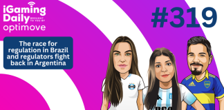 Ep 319: The race for regulation in Brazil and regulators fight back in Argentina iGD thumbnail featuring avatars of Lucia Gando, Fernando Noodt and Isadora Marcante