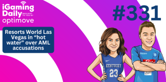 Ep 331: Resorts World Las Vegas in “hot water” over AML accusations iGaming Daily thumbnail featuring avatars of Joe Streeter and Jessica Welman