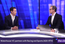 Tightening gambling restrictions are forcing investors to focus on suppliers Screenshot of ausbiz interview featuring interviewer and Tom Waterhouse