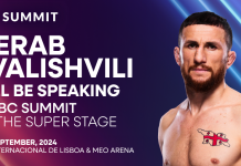 UFC champion Merab Dvalishvili to speak at SBC Summit SBC Summit poster featuring headshot of Merab Dvalishvilli