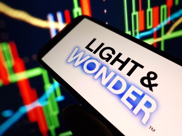 Light & Wonder logo on phone