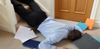 China’s budget AI start-up DeepSeek triggers tumbling tech stocks Businessman falls down stairs